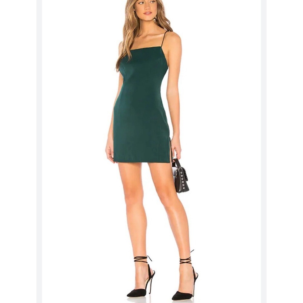 Superdown Size S Rita Mini Shift Dress Emerald Green Cocktail Square Neck